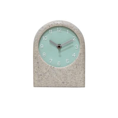 China 12 Hour Display Raymons 12-13.5cm Terrazzo Clock Wholesale Home Decoration Quartz Dial Table Clock With Logo Customized for sale