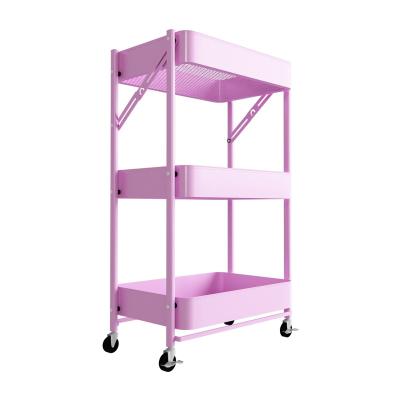 China Sustainable Multi-Layer Plastic Children Toy Shelf With Wheels Bedside Storage Toy Organizer Holder for sale