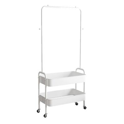 China Mordern Customized Metal Clothes Rail With Two Shelves Hanging Storage Hangs Clothing Hanger Rack for sale