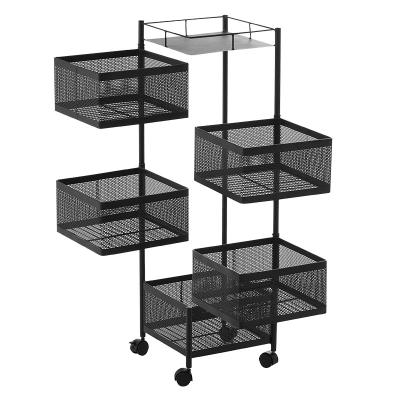 China High Quality Sustainable Plant Vegetable Storage Rack Portable Shelf With Wheels Metal Storage Cart for sale