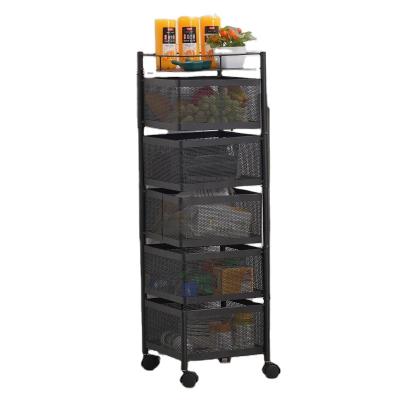 China Hot Selling High Quality Viable Household Kitchen Bathroom Metal Storage Multilayer Shelves With Wheel for sale