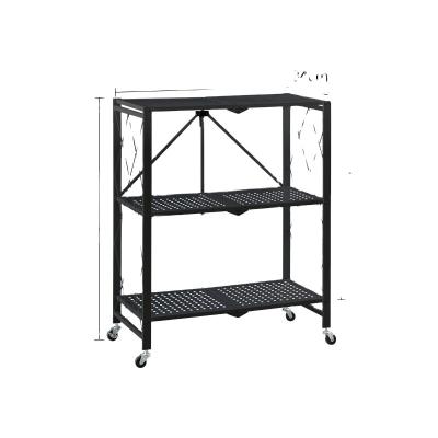 China Viable Chinese Sale Foldable Metal Storage Rack With Wheel Floor Standing Multilayer Removable Shelf for sale