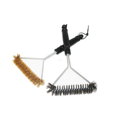 China Viable Factory Hot Salt Triangle Wire Barbecue Grill Cleaning Brushes With Plastic Handle for sale