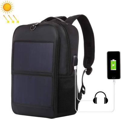 China Ployester Backpack 14W Solar Panel Power Laptop Bag with USB Charging Port and Handle (Black) for sale