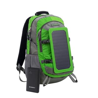 China Solar Power Solar Backpack 7W Solar Panel Charge For Cell Phones and 5V Device Power Supply Travel Hiking Backpack 17 inch laptop bag for sale