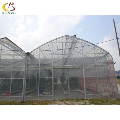 China Agrotime Multi Span Commercial Greenhouse Agriculture Easily Assembled Net Tunnel For Roses Flower Seeding for sale