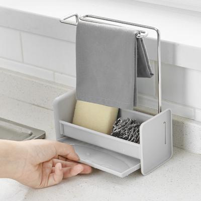 China Hot Sale Viable Drain Tray Detachable Kitchen Sink Caddy Sink Dish Brush Cleaning Towel Organizer Sponge Holder for sale