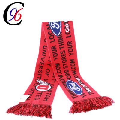 China Advertising Product Chengxing Brand Custom Design 100% Acrylic Knitted Soccer Football Fan Scarf for sale