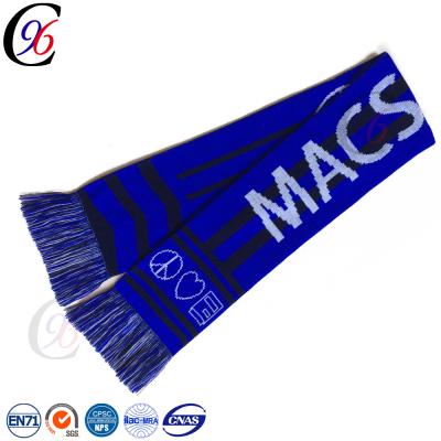 China Wholesale Custom Football Chengxing Winter Fashion Scarf And Chengxing Football Beanie Set Football Knitted Cheap Acrylic Fabric Scarf for sale