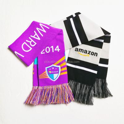 China Football Scarf Chengxing Crochet Jacquard Knitted Lady Scarf for sale