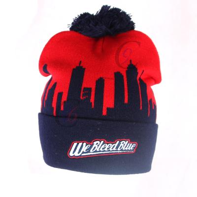 China Wholesale Woven Beanie Hats Chengxing Label Football Soccer Team Fan Design Knitted Pom Beanie Snow Hat With Balls for sale