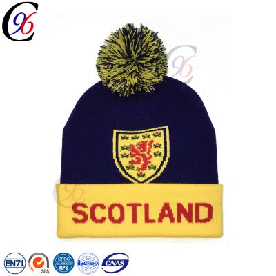 China JOINT New Style Hot Selling Cheap Winter Pattern Hat Outside Sports Football Warm Football Knitted Toque for sale