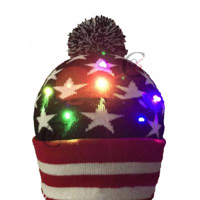 China COMMON Bobble Hat Christmas LED Light Knit Beanie for sale