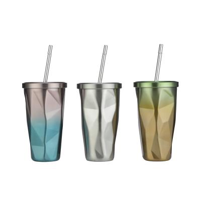 China PORTABLE Stainless Steel Metal Mug Coffee Insulated Double Wall Tumbler Custom With Straw for sale