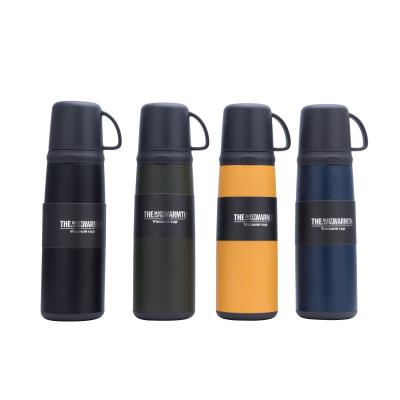 China PORTABLE Double Cup Design Stainless Steel Thermos Bottom Anti-Slip Insulated Vacuum Flasks Lid Design With Handle for sale