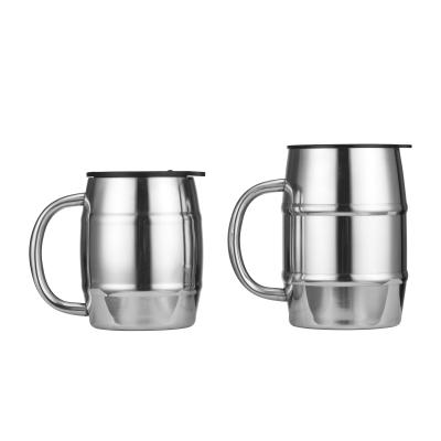 China Double Wall Coffee Mug Metal Stainless Steel Wine Glass Sustainable Reusable Beer Mug With Lid for sale