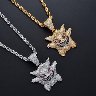 China 3A Zircon Hip Hop Geng Ghost Hip Hop Pendant Necklace for sale