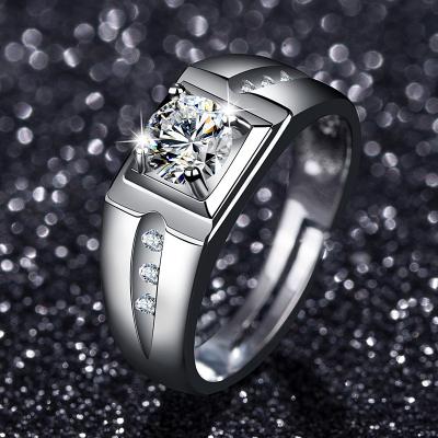 China Hiphop Wholesale 925 Silver Zircon Wedding Rings For Couples for sale