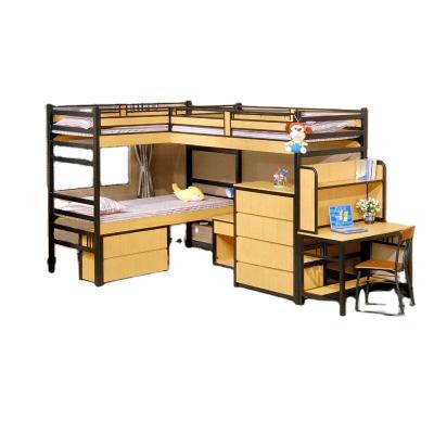 China Metal bunk bedbeddormitory Double metal platform bed bunk modern cheap frameschool apartment with cabinet and table for sale