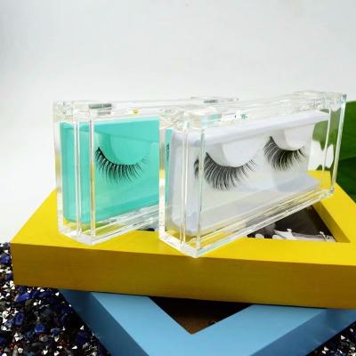 China Natural Soft Eyelash 3-5 Sets 3D Transparent Acrylic Mink Lash Box Packaging Eyelash Box For Makeup Tools Storage Square Eyelash Clear Boxes for sale