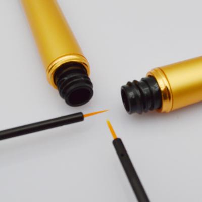 China Popular Empty Shiny Cosmetic Eyeliner Tubes Eyelash Serum Mascara Bottles Gold 3ml Empty Portable Eyelash Extension Container for sale