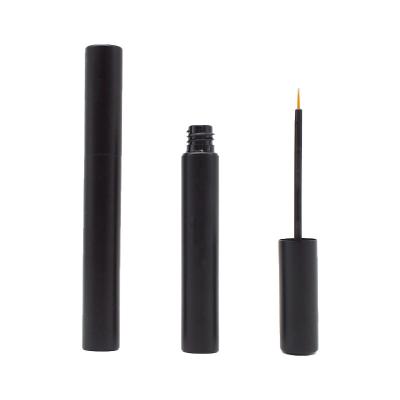 China Wholesale Cosmetic Matte Black Cylinder Metal Eyeliner Container Tube 10ml Eyelash Glue Aluminum Bottle With Custom Brush for sale