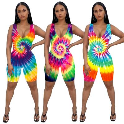 China QUICK DRY hot selling fashion and sexy tie dyed one piece shorts in Europe and America for sale