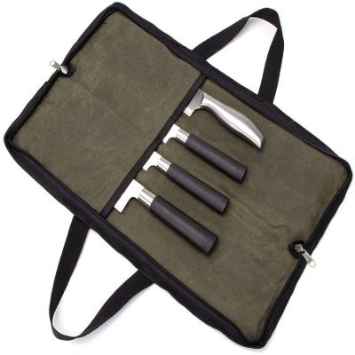 China Tools Holding Portable Waterproof Travel Picnic Knife Roll Bag Canvas Knife Bag With Handle Zipper Kitchen Knife Bag For Chefs for sale