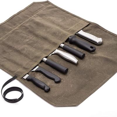 China Tools Holding Universal Chef Knife Cases Logo Portable Kitchen Canvas Knife Roll Holder Custom Waterproof Travel Knife Bag for sale