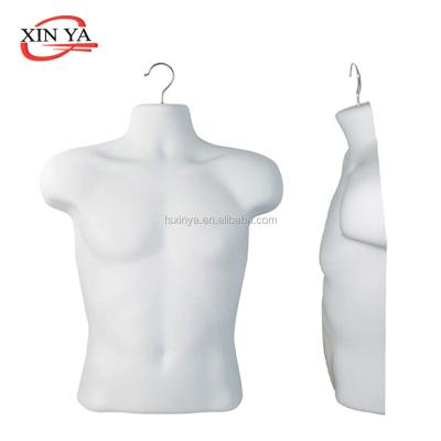 China Male Hollow-back Half Body Plastic Mannequin Body Hanging Form With Metal Hook (885-Black) for sale