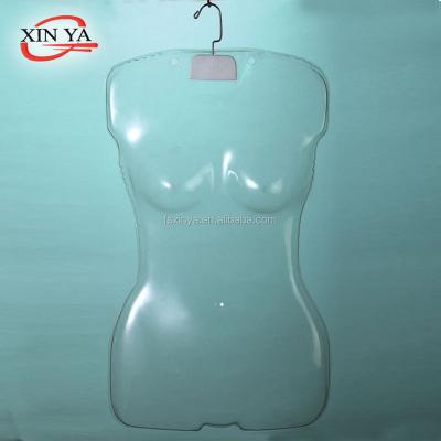 China Transparent PVC Body Shape Hollow-back Plastic Hanging Mannequin With Metal Hook (917) for sale