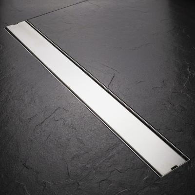 China Modern Hidden Linear 304 Stainless Steel Tile Insert Shower Floor Drain With Side Outlet for sale