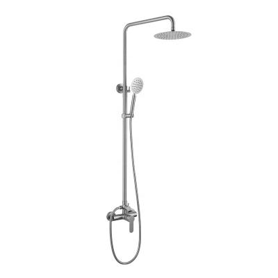 China With Certificate Hot Selling 304 Stainless Steel Sliding Bar CE Outdoor Shower Wall Mounted Two Function Hotel Rainfall Shower System for sale