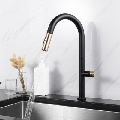 China Modern Amazon Hot Selling Large Sink Mixer Tap High Stainless Steel 304 Matte Black Pull Out Kitchen Faucet for sale