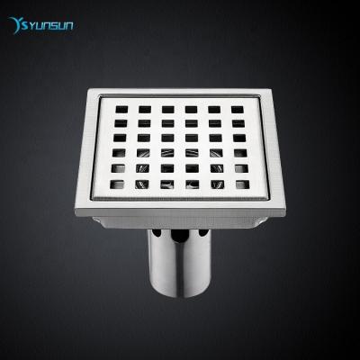 China Modern Bathroom Stainless Steel Shower Floor Drain Trap Square Floor Drain With Removable Grate Tall for sale