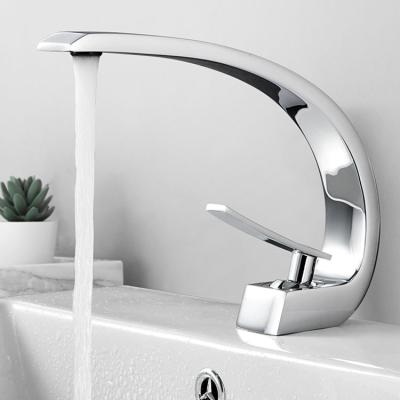 China Single Hole Modern Chrome Basin Mixer Copper Faucet Basin Faucets Metered Bathroom Faucets for sale