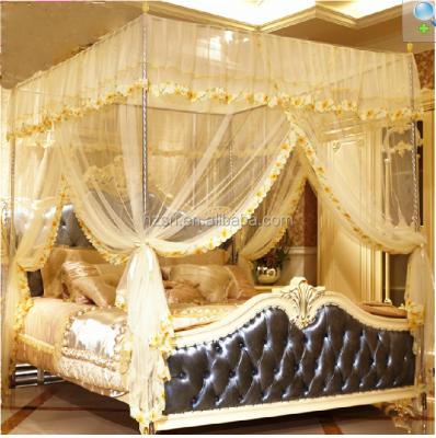 China Folded Luxury Three Door Princess Bed Canopy Mosquito Net With Beautiful Lace for sale