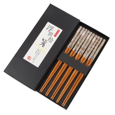 China Viable Reusable Premium Non-Slip Beginners Small Kitchen Tableware Friendly Unique Design Gray Pattern Chopsticks for sale