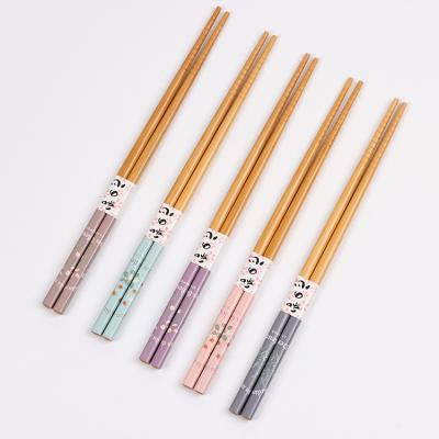 China Five Colored Lovely Five Colors Bamboo Chopsticks Gift Box Viable Colorful Premium Reusable Chopsticks for sale