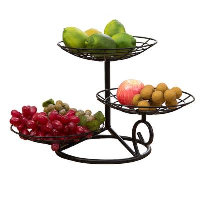 China 32CM Height Baking Black Metal Iron Multilayer Iron Fruit Tray Custom Design for Convenience for sale