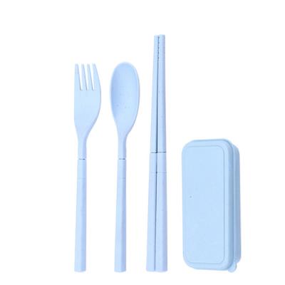 China Eco Wheat Straw Fiber Blue Foldable 3-PC Flatware Set Sustainable Tableware Accents Customizable and Reusable for Your Eco-Friendly Business for sale