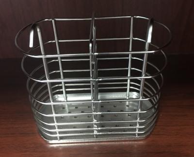 China ISO Small Silver Metal Welded Wire Hanging Storage Basket 2 Compartments for sale