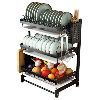 China Foodgrade 55.5cm heght Black Metal Draining Rack / Wall Hanging Dish Rack Portable for sale