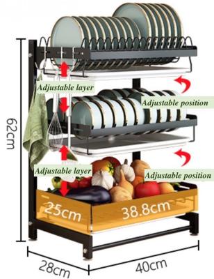 Chine GV de vaisselles de cuisine d'acier inoxydable du contrat 400*280*620mm organisateur de support de plat de 3 couches à vendre