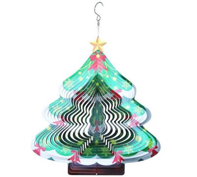 China Carillones de viento giratorios del árbol de navidad del hilandero 3D del viento del metal de la anchura los 27cm en venta