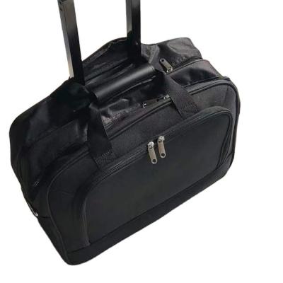 China Factory direct sales polyester black travel bag with wheel men lock stitching polyester carry cabin bag ski bag with wheels for sale