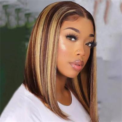 China Directly My Dream Hair Highlight 4/27 BOB Wig 13*4 Transparent Wholesale Pre Plucked Transparent Hair Wig for sale