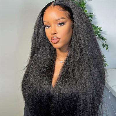 China Super Straight Natural Yaki Yaki Skin Melt HD Lace Frontal Wig Cheap Wholesale Brazilian Virgin Hair For Black Women for sale