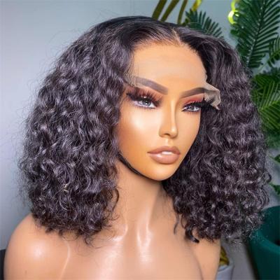 China Swiss Lace 13*4 BOB Style Curly Hair Wig Pre-Plucked Transparent Wholesale Brazilian Hair for sale