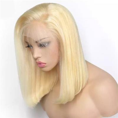 China Wholesale Transparent Straight 13*4 #613 BOB Human Hair Wig Pre-Plucked Brazilian Hair For Women for sale